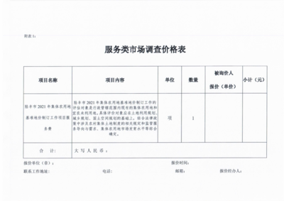 陸豐市2021年集體農(nóng)用地基準(zhǔn)地價(jià)制訂項(xiàng)目服務(wù)費(fèi)市場詢價(jià)調(diào)查技術(shù)推廣服務(wù)